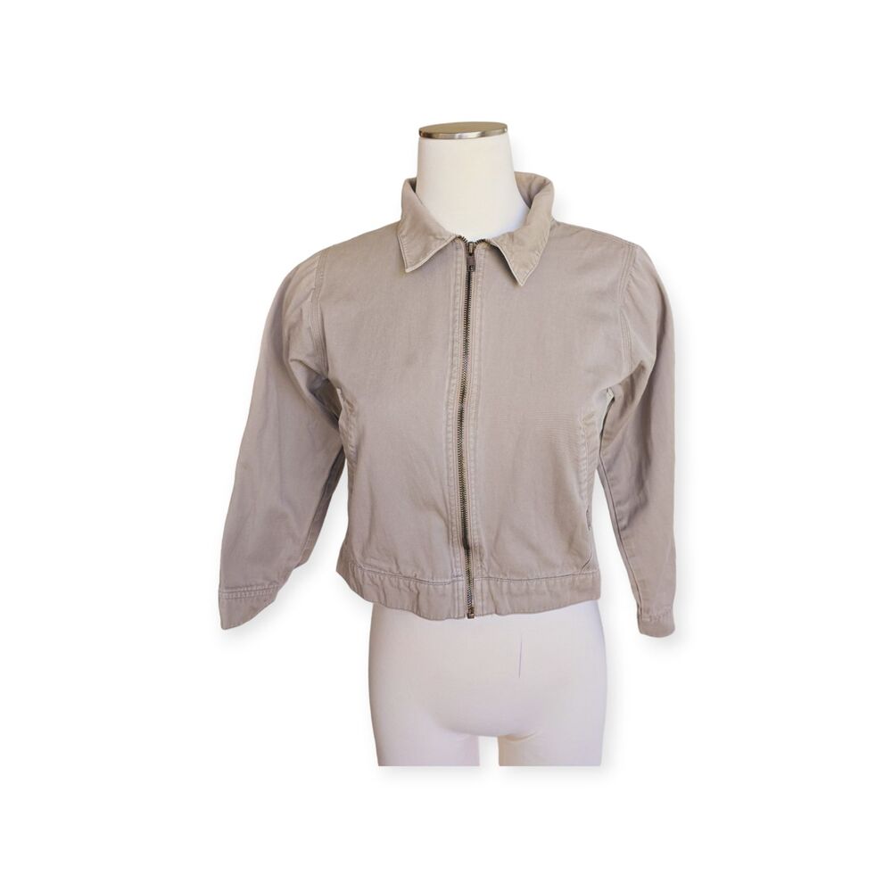 Dickies Collared Beige Full Zip Long Sleeve Jacket Girl Size M (12/14)